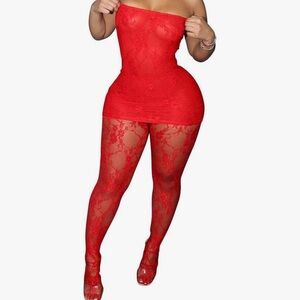 Red Dress with matching stockings